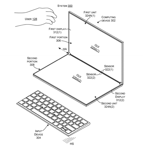 微软Surface Neo双屏专利曝光：显示和输入在两个屏幕完成