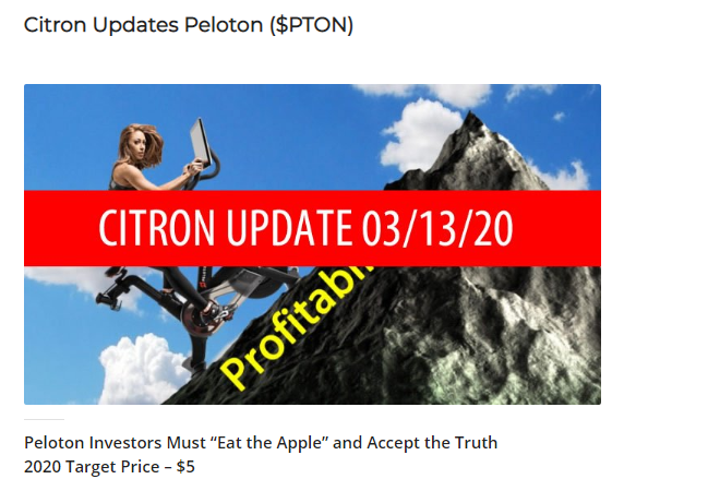 做空机构香椽瞄准热门股Peloton 因苹果将成其竞争者