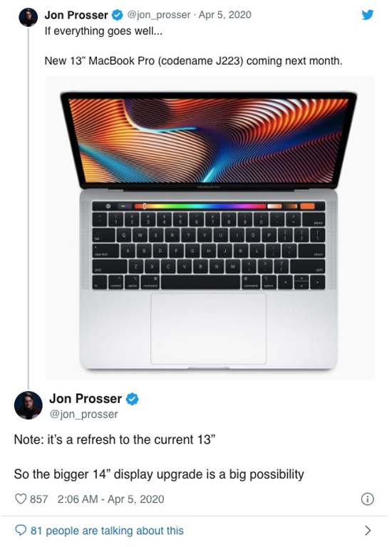 14英寸苹果MacBook Pro将于下月发布：搭载十代酷睿