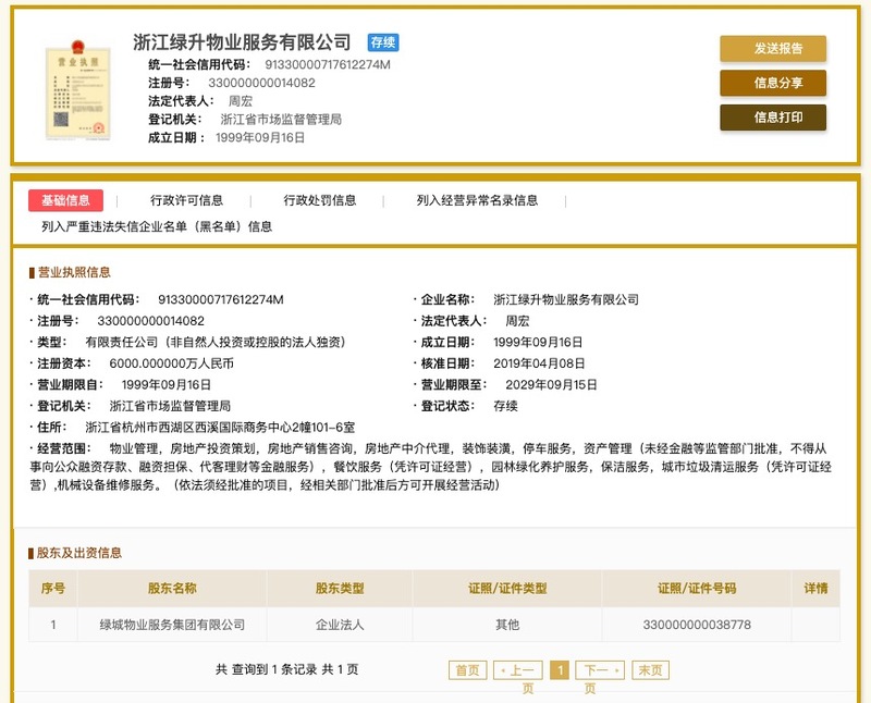 浙江绿升物业邢台分公司被住建局通报 其系绿城服务旗下子公司