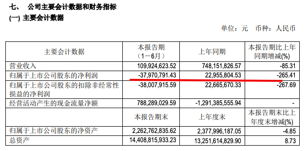 京能置业中期业绩净亏损3797万同比下降265.4% 短期债务激增1890倍