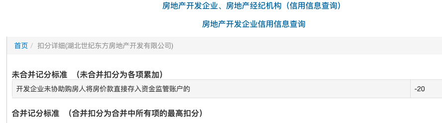 新长江通用国际城开发企业违规操作被主管部门顶格扣除信用分20分