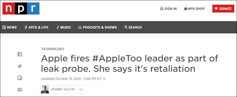 苹果员工揭露公司歧视骚扰行为被解雇？苹果回应