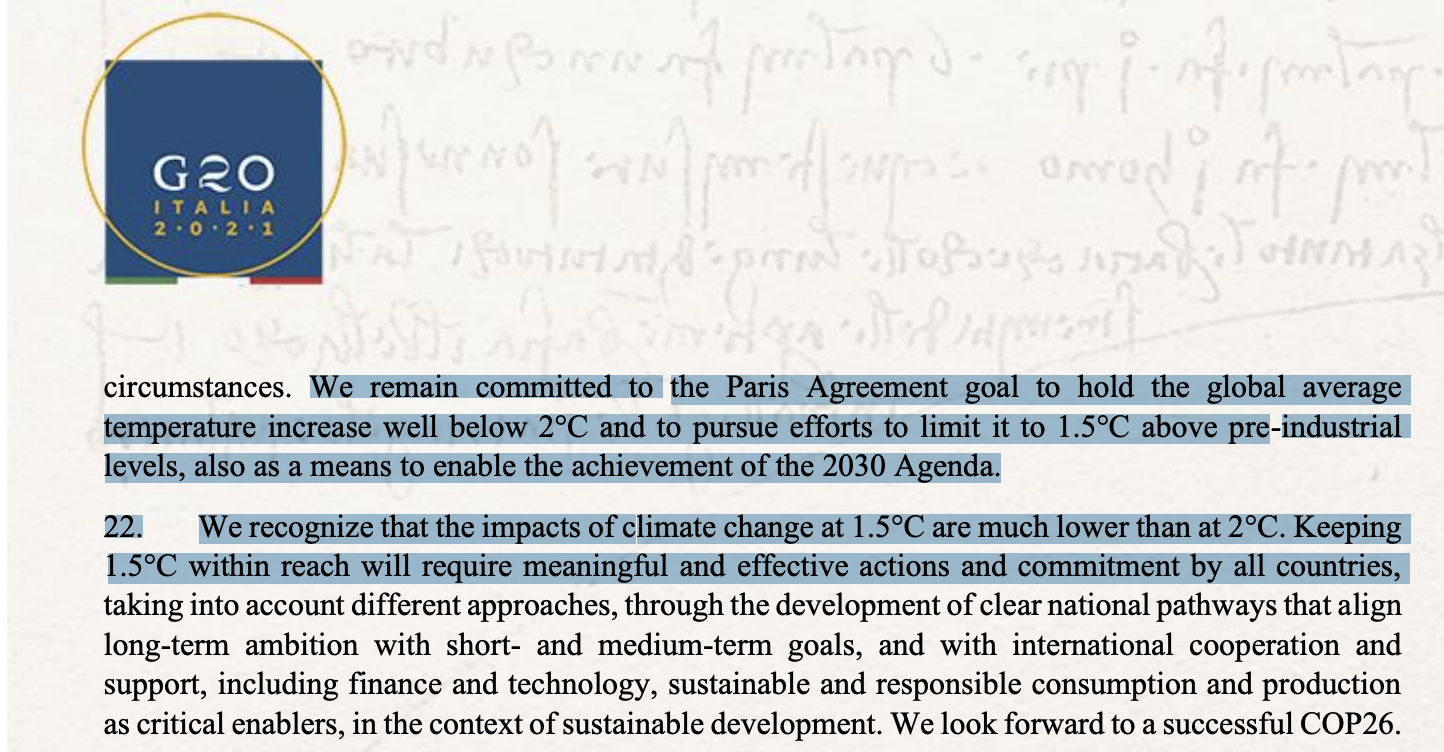 G20气候声明缺乏具体承诺 COP26气候峰会任务艰巨
