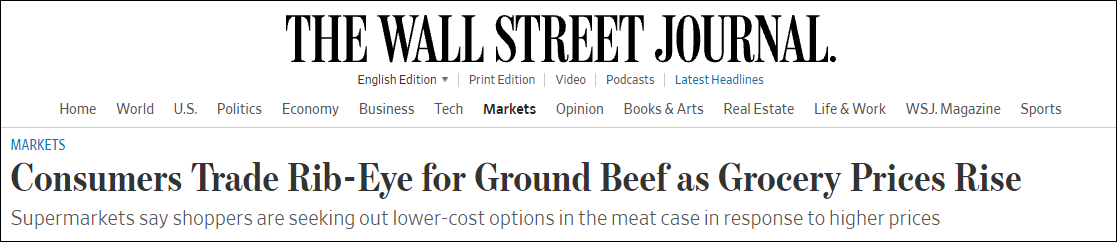 肉价疯涨约四成，部分美国消费者：吃不起牛排了