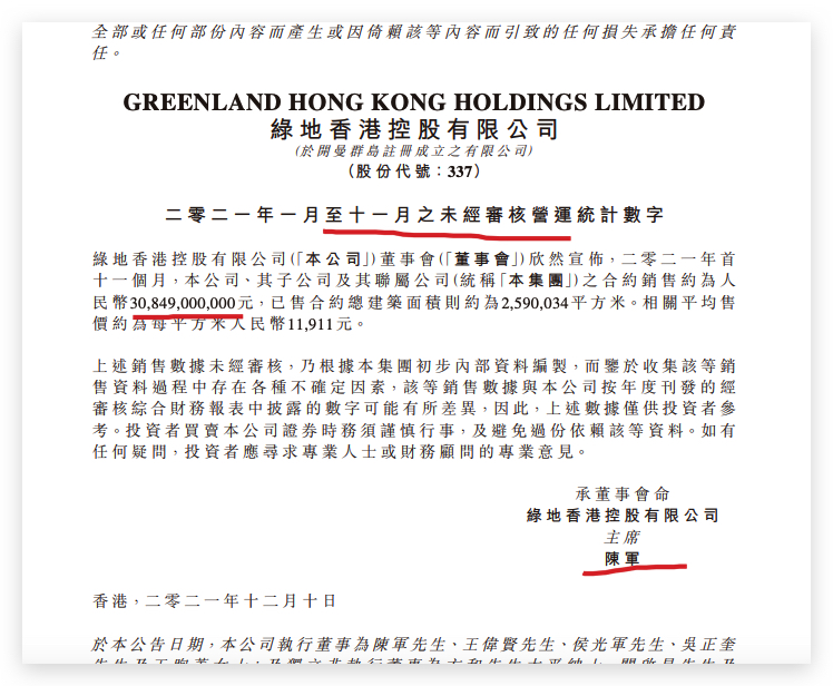 绿地香港前11月销售额同比转跌 完成年目标仅五成