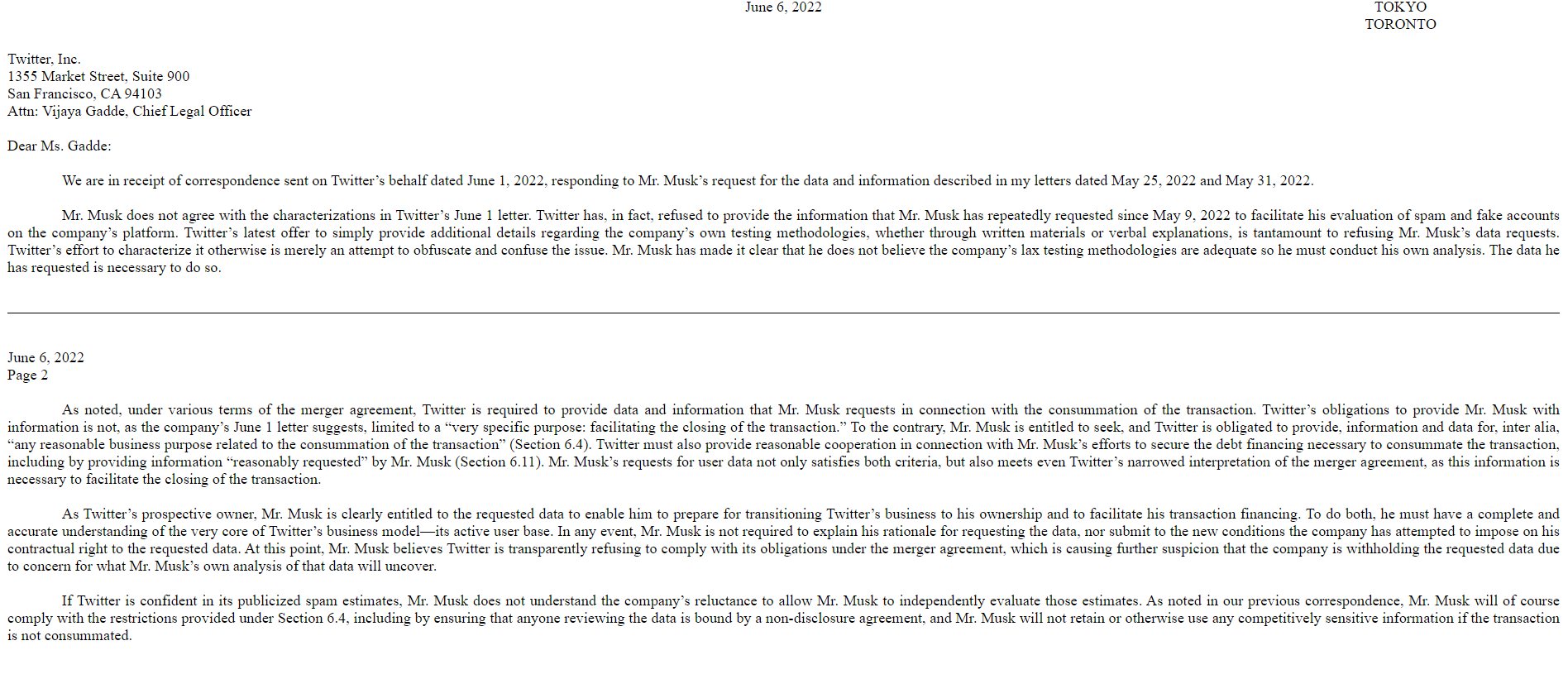 推特收购悬案更新!马斯克律师放狠话:要么给数据 要么中止交易 推特收购悬案更新!马斯克律师放狠话:要么给数据 要么中止交易