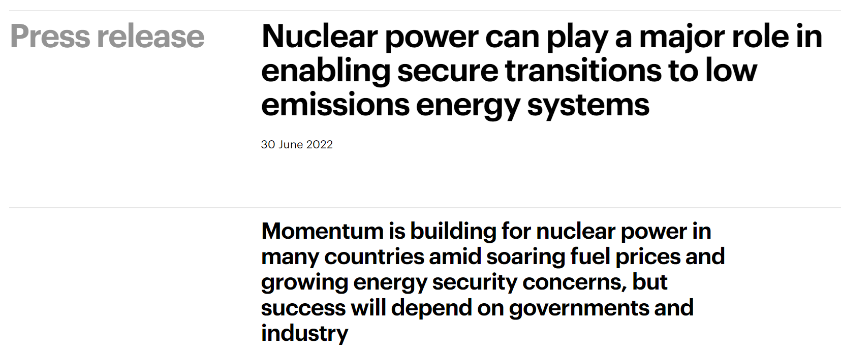 核能新曙光！国际能源署：若要实现净零排放 全球核电能力需翻番