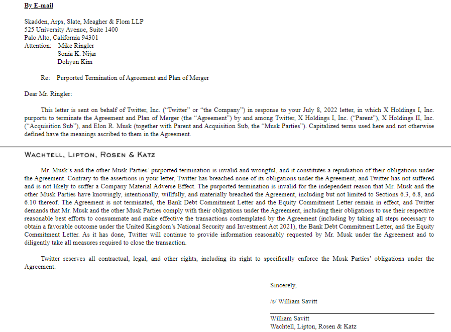 表情包预言成真!推特公司律师函警告马斯克重回并购谈判桌 表情包预言成真!推特公司律师函警告马斯克重回并购谈判桌