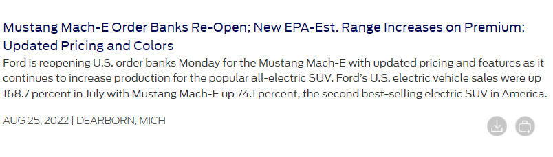 薅拜登羊毛？福特Mustang Mach-e售价提高3000-8000美元不等