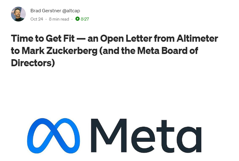 Meta股东公开致信扎克伯格：对元宇宙的投资要砍半